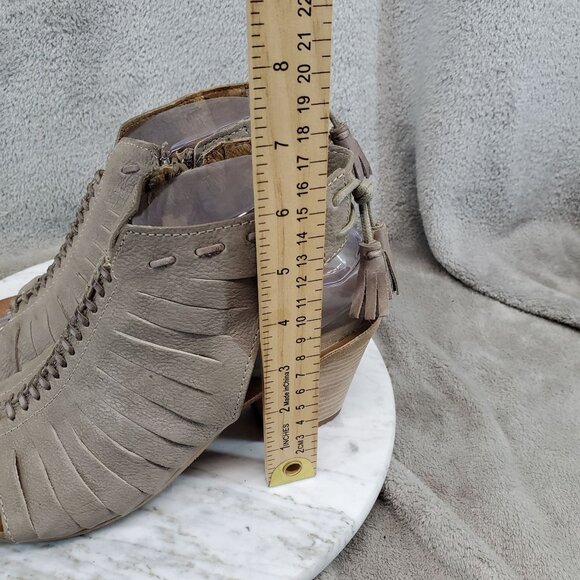 Miz Mooz Shoes Womens Size 7.5 Maddie Taupe Brown Leather Heeled Sandals - Picture 6 of 10